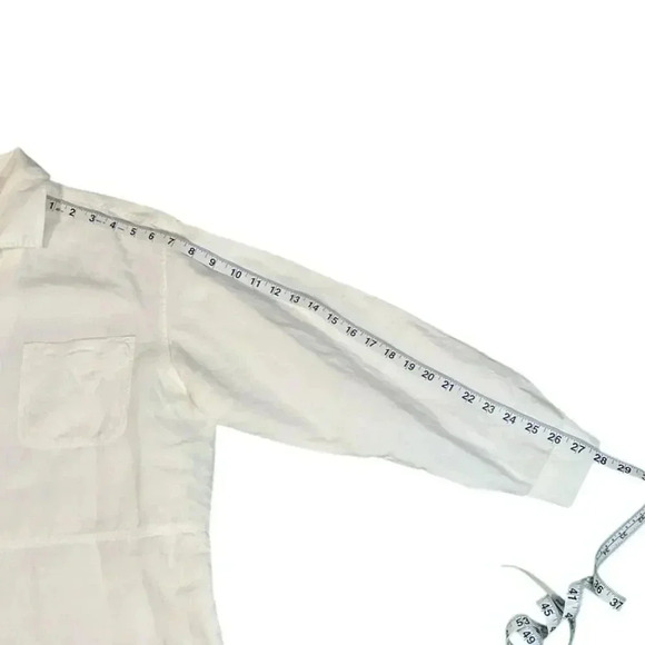Merona Linen Button Down Long Sleeve Women's White Shirt Size Medium Casual - Picture 10 of 12